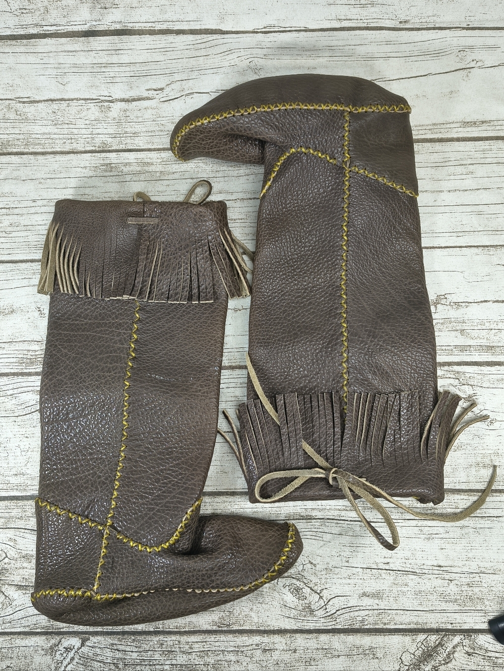 Ostrich Leather Handmade Tassel Sinew Stitched Mocassins